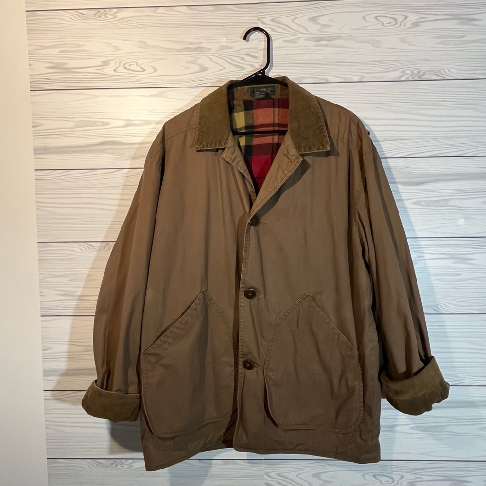 Vintage J Crew Barn Coat 90s Brown Cord Collar Mens Medium